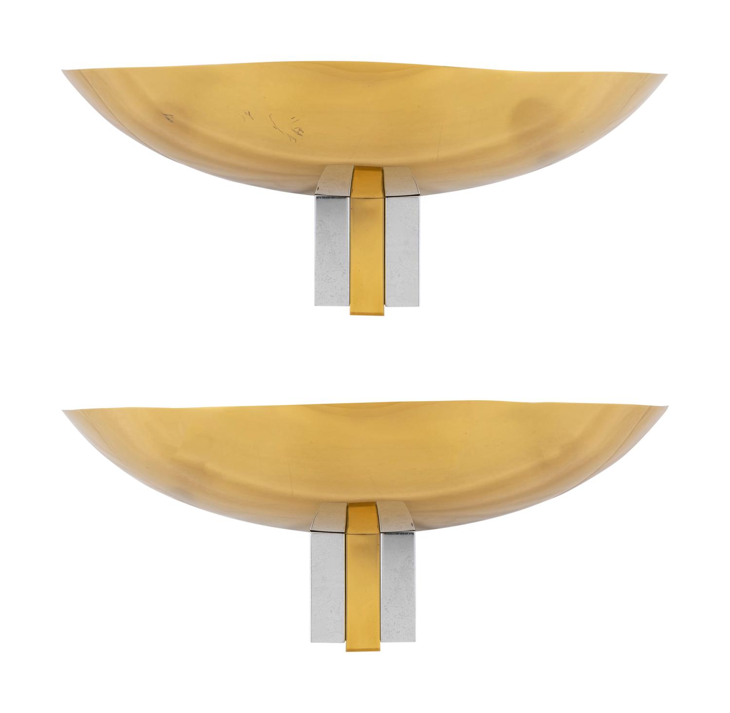 Two Pairs of Art Deco Style Brass and Silver Tone Wall Sconces — 20TH CENTURY