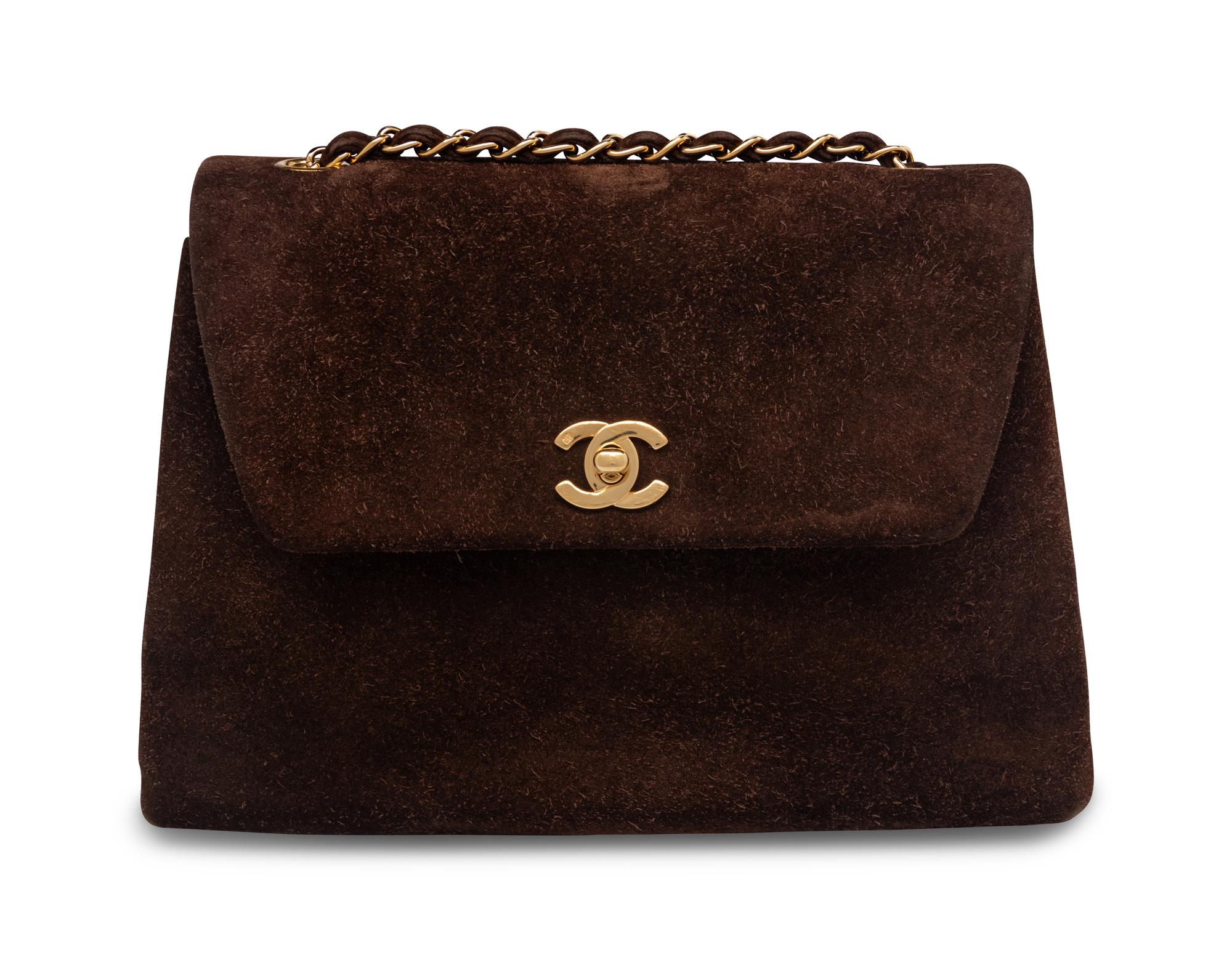 Chanel Brown Suede Flap Bag