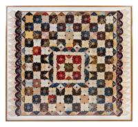 An American Silk, Velvet and Linen Patchwork Quilt Height 88 1/2 x width 66 inches. — LATE 19TH CENTURY