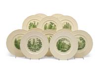 A Set of Twelve Wedgwood Plates with Landscapes of Wellesley College