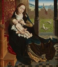 Master of the Embroidered Foliage (Netherlandish, active Brussels, late 15th Century) — Nursing Madonna
