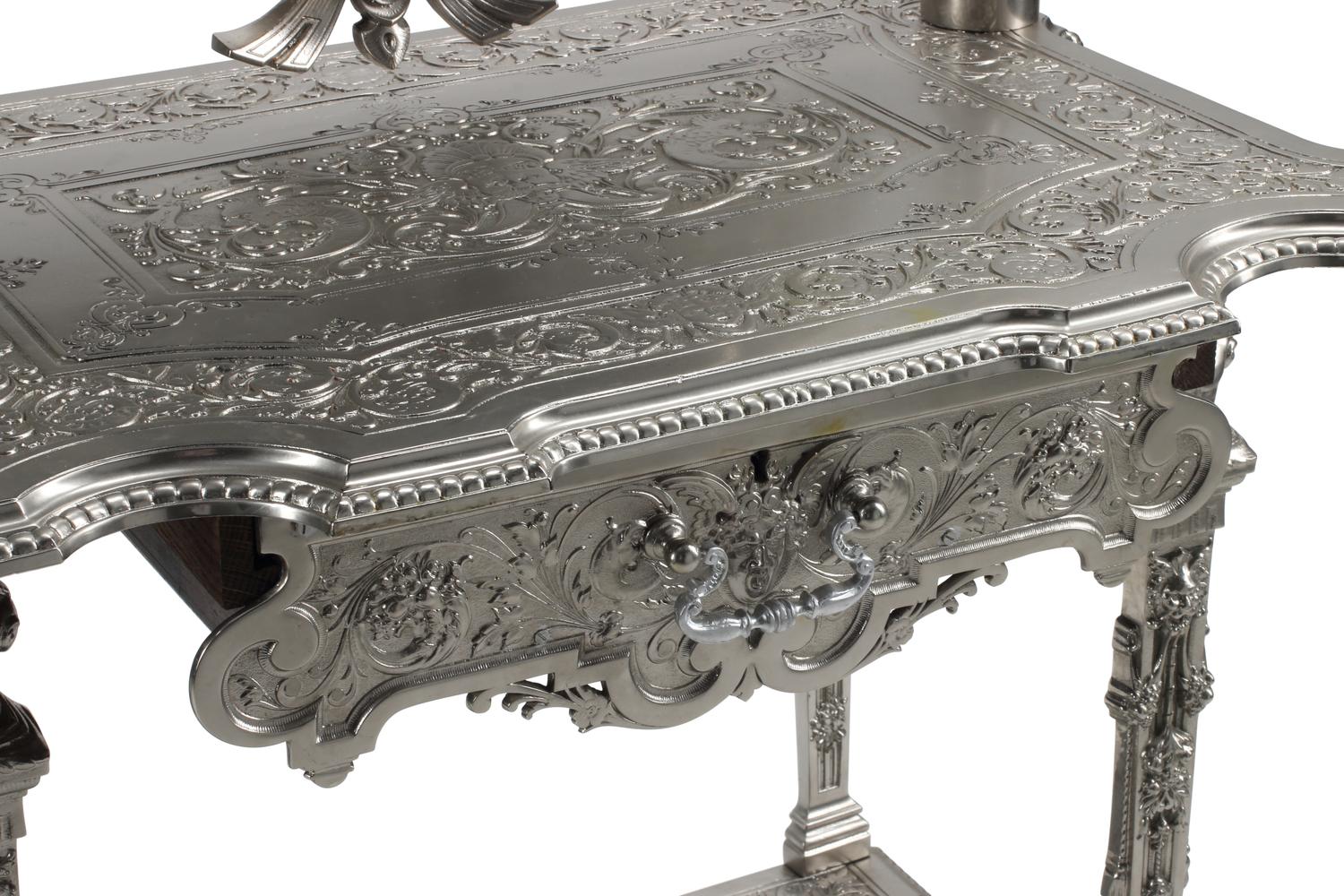 A French Silvered Iron Dressing Table