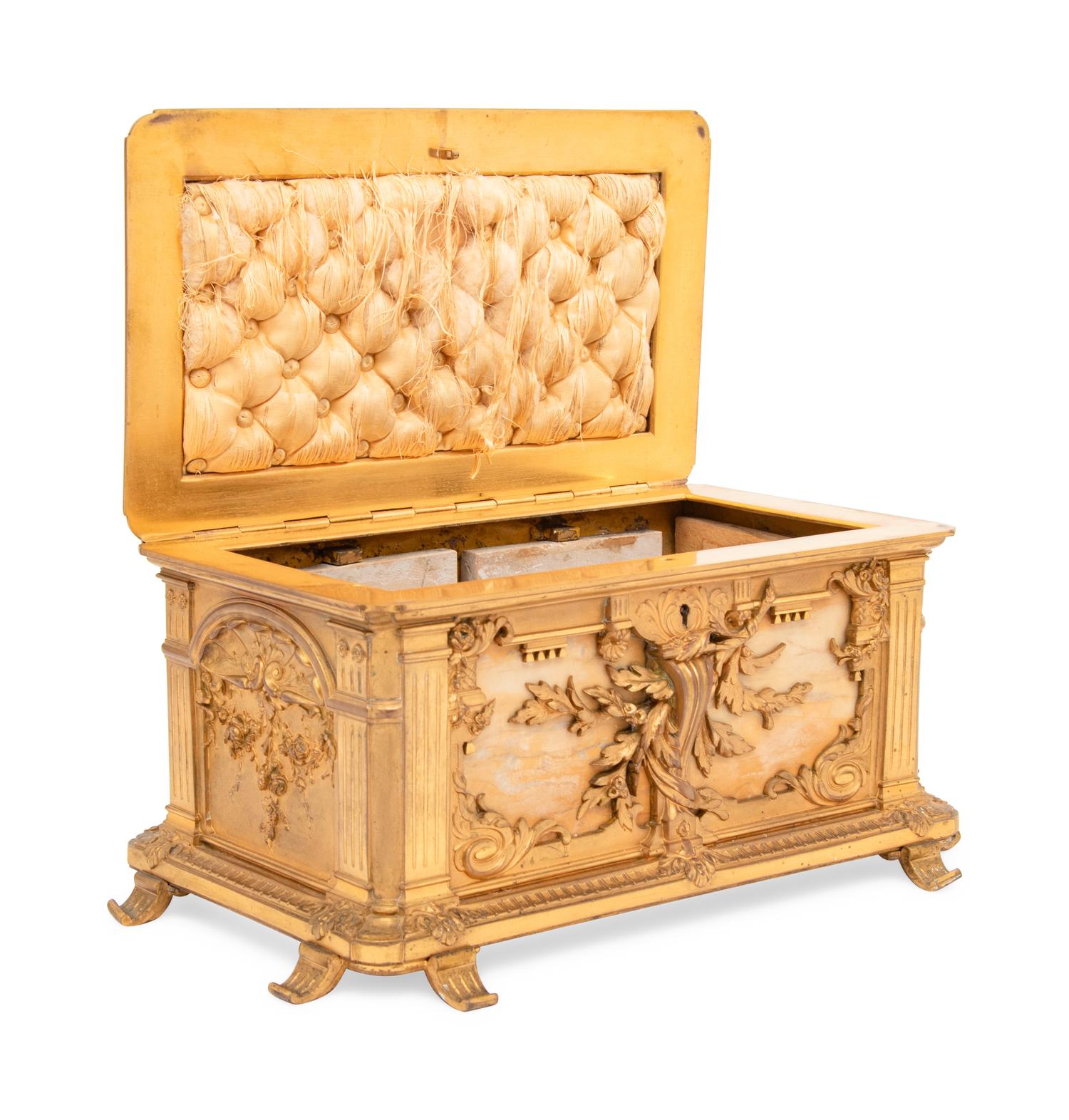 A Continental Marble and Gilt Bronze Table Casket