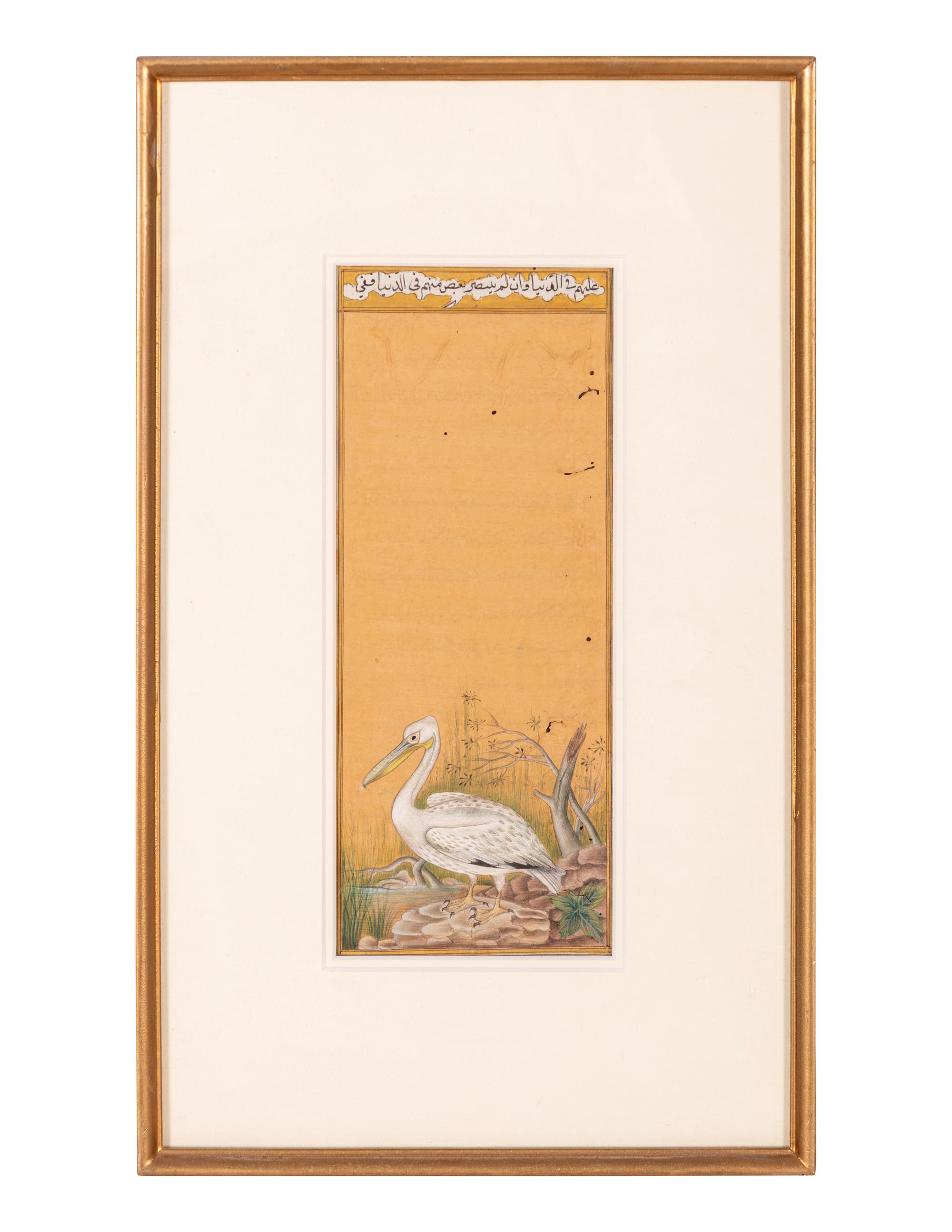Four Indian and Islamic Miniature Paintings Depicting Birds