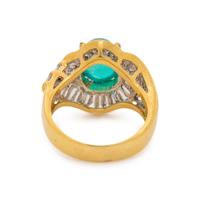 YELLOW GOLD, EMERALD AND DIAMOND RING