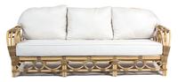 A Rattan Three Cushion Back and Seat Sofa Height 30 x length 84 inches. — 20TH CENTURY