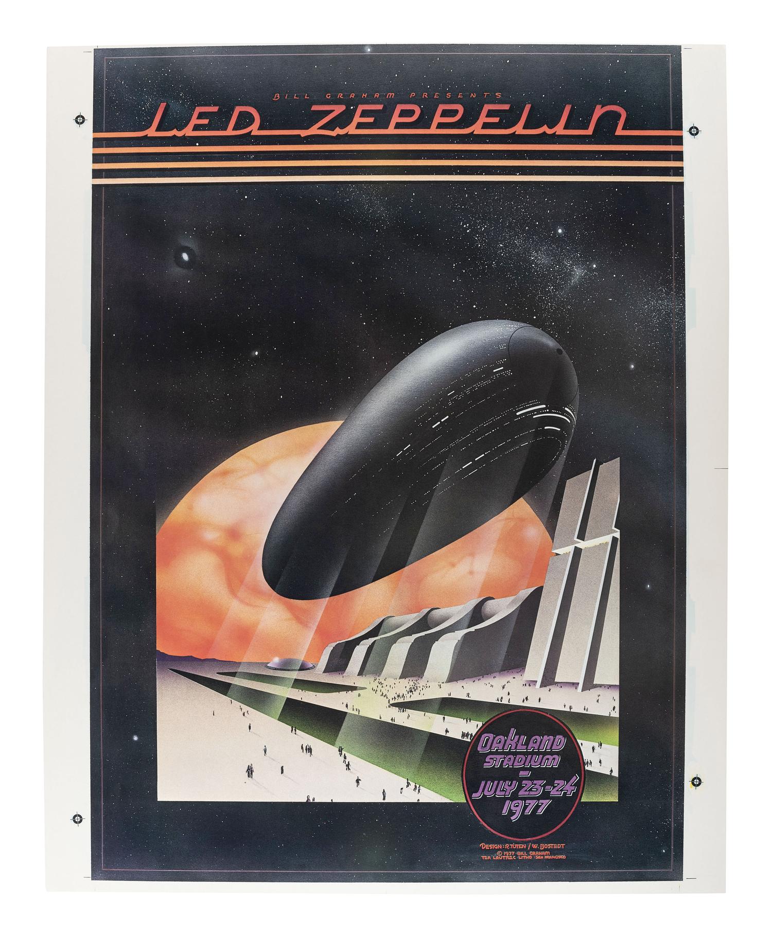 [MUSIC] -- [POSTERS]. TUTEN, Randy, and BOSTEDT, William, artists. Bill Graham Presents Led Zeppelin / Oakland Stadium / July 23-24 / 1977 . UNCUT.