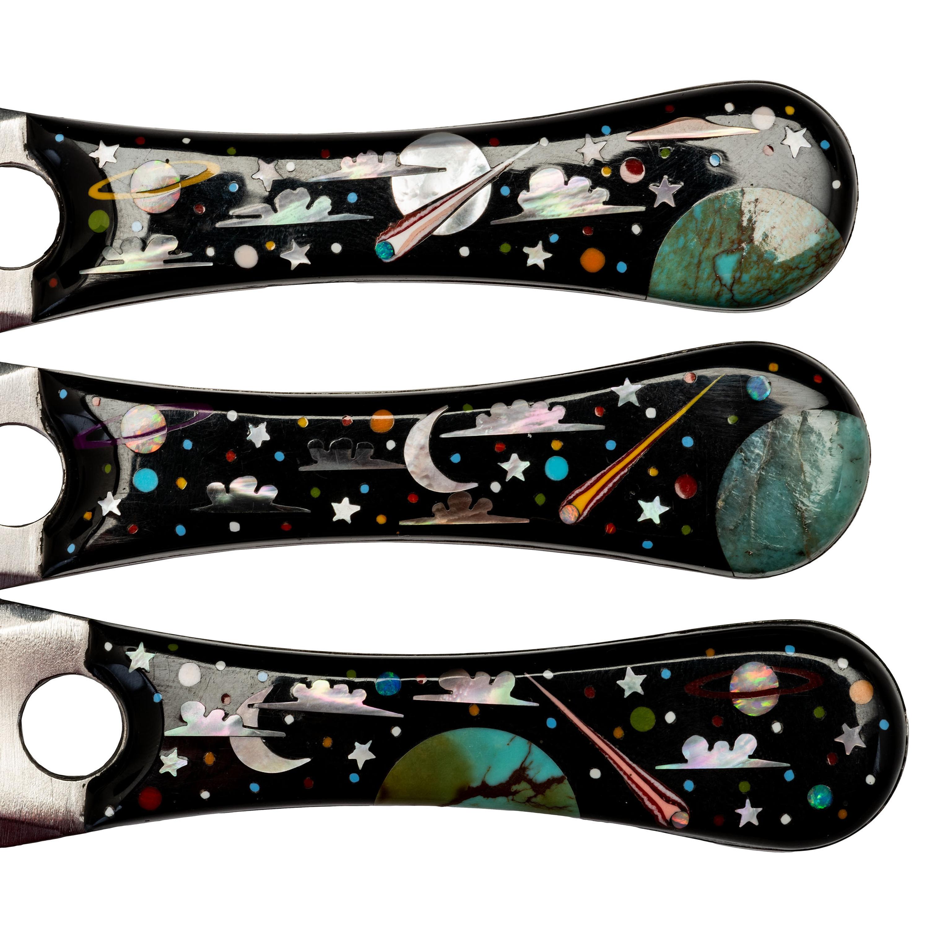 Navajo or Zuni Celestial Mosaic Inlay Throwing Knives