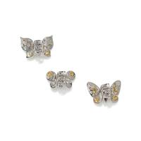 COLLECTION OF DIAMOND AND COLORED DIAMOND BUTTERFLY HAIR CLIPS