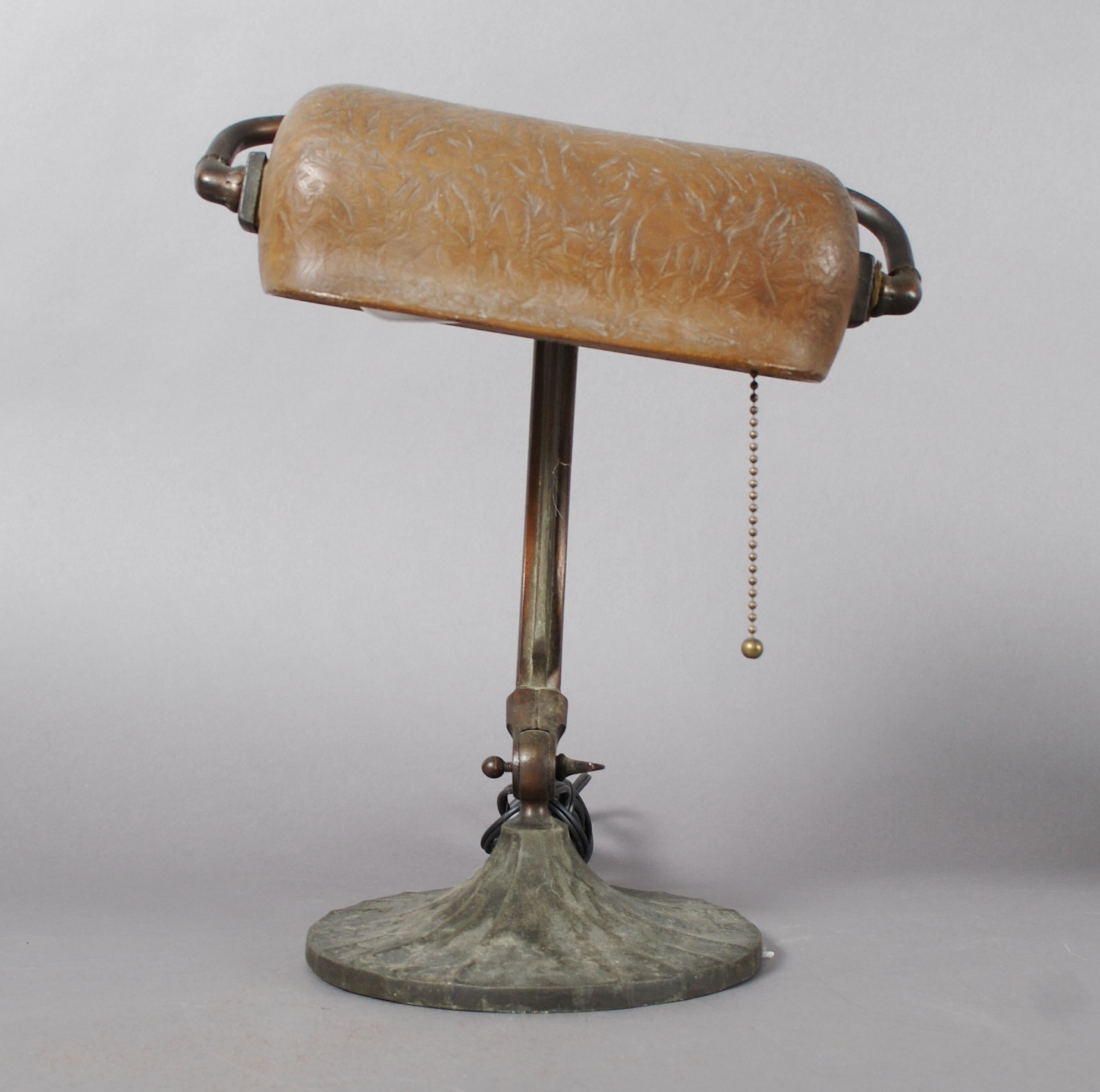 A Handel Desk Lamp, Height 13 1/4 inches.