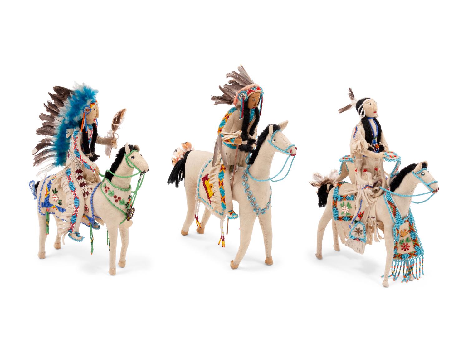 Plateau Beaded Hide Dolls, on Horseback