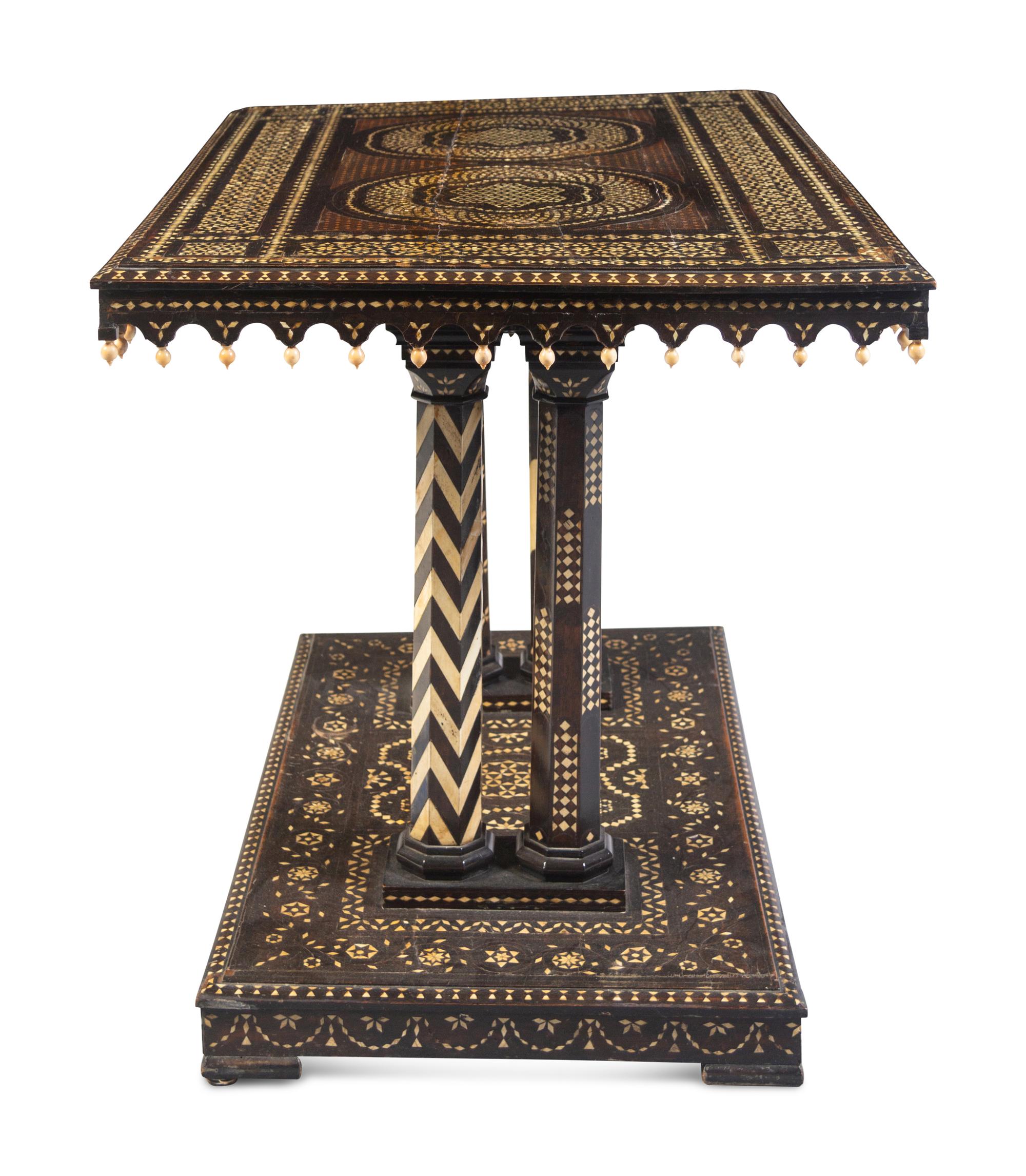 A Moroccan Bone Inlaid Table