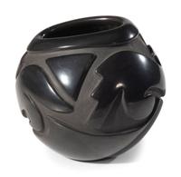 Carved Blackware Pottery Jar