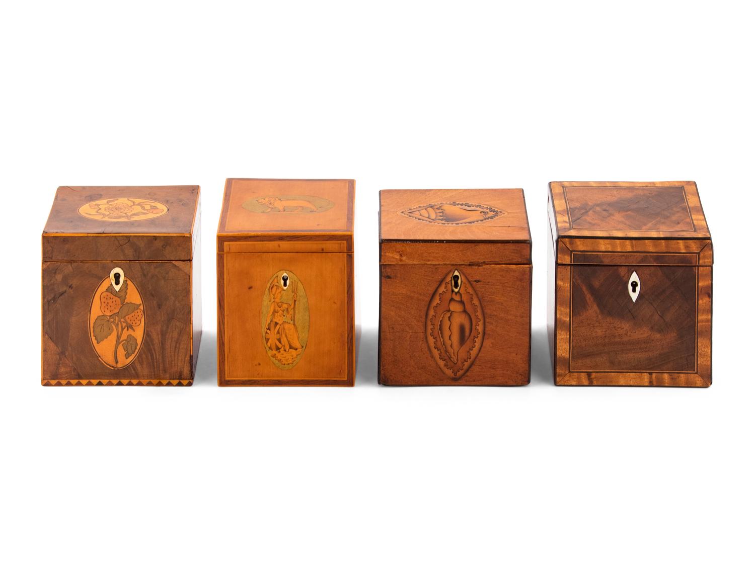 A Group of Four English Tea Caddies