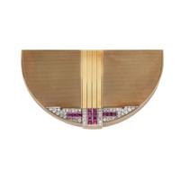 SPAULDING-GORHAM, RETRO, YELLOW GOLD, DIAMOND AND RUBY COMPACT