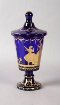 A Bohemian Glass Covered Chalice, Height 11 1/4 inches.