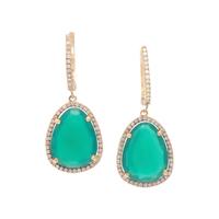 Chrysoprase, Diamond, and Yellow Gold Earrings