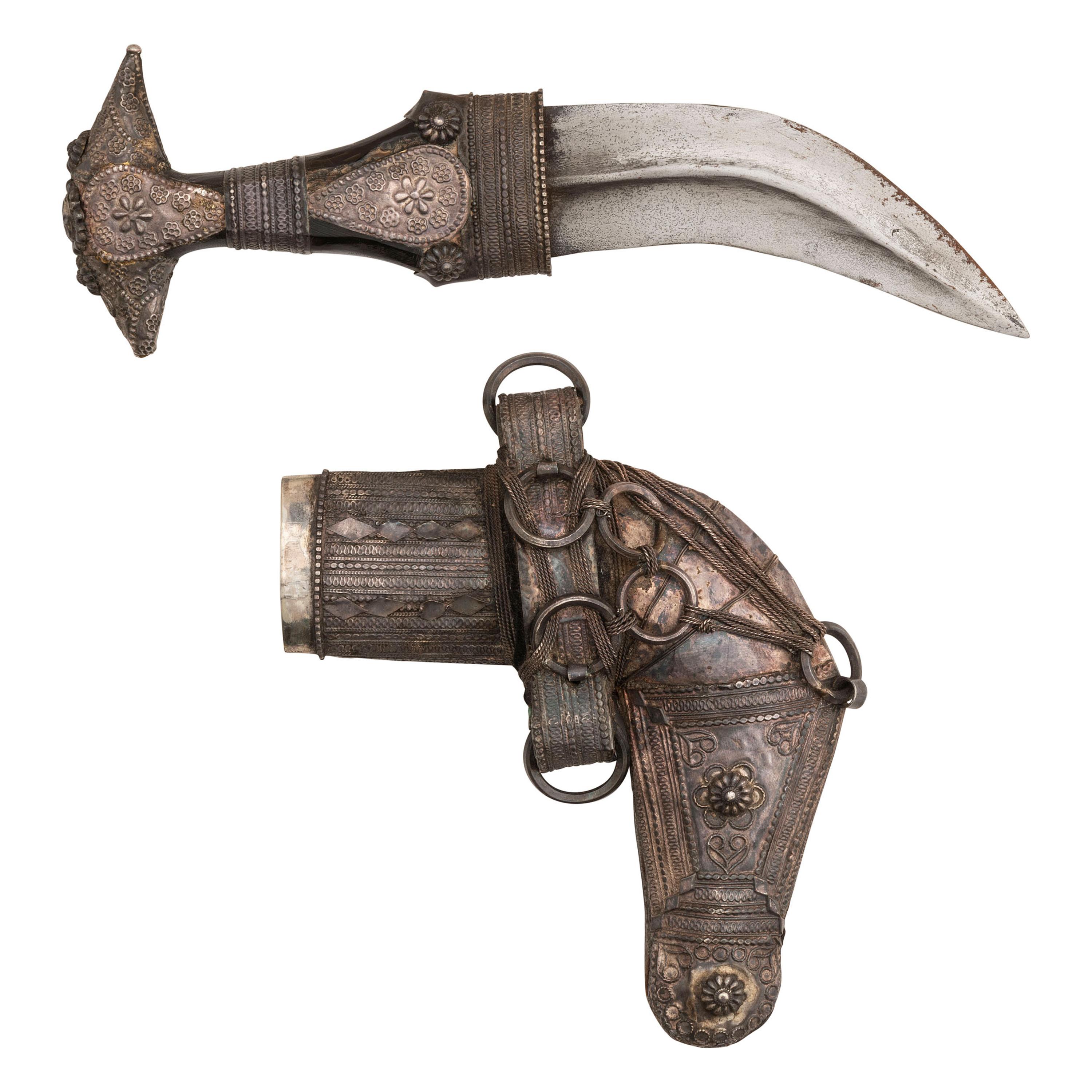 An Omani Silver Mounted Jambiya Dagger