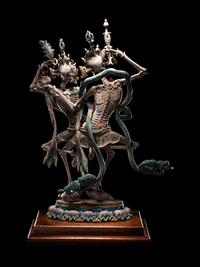 A Rare Tibetan Polychrome Wood Figure of Chitipati