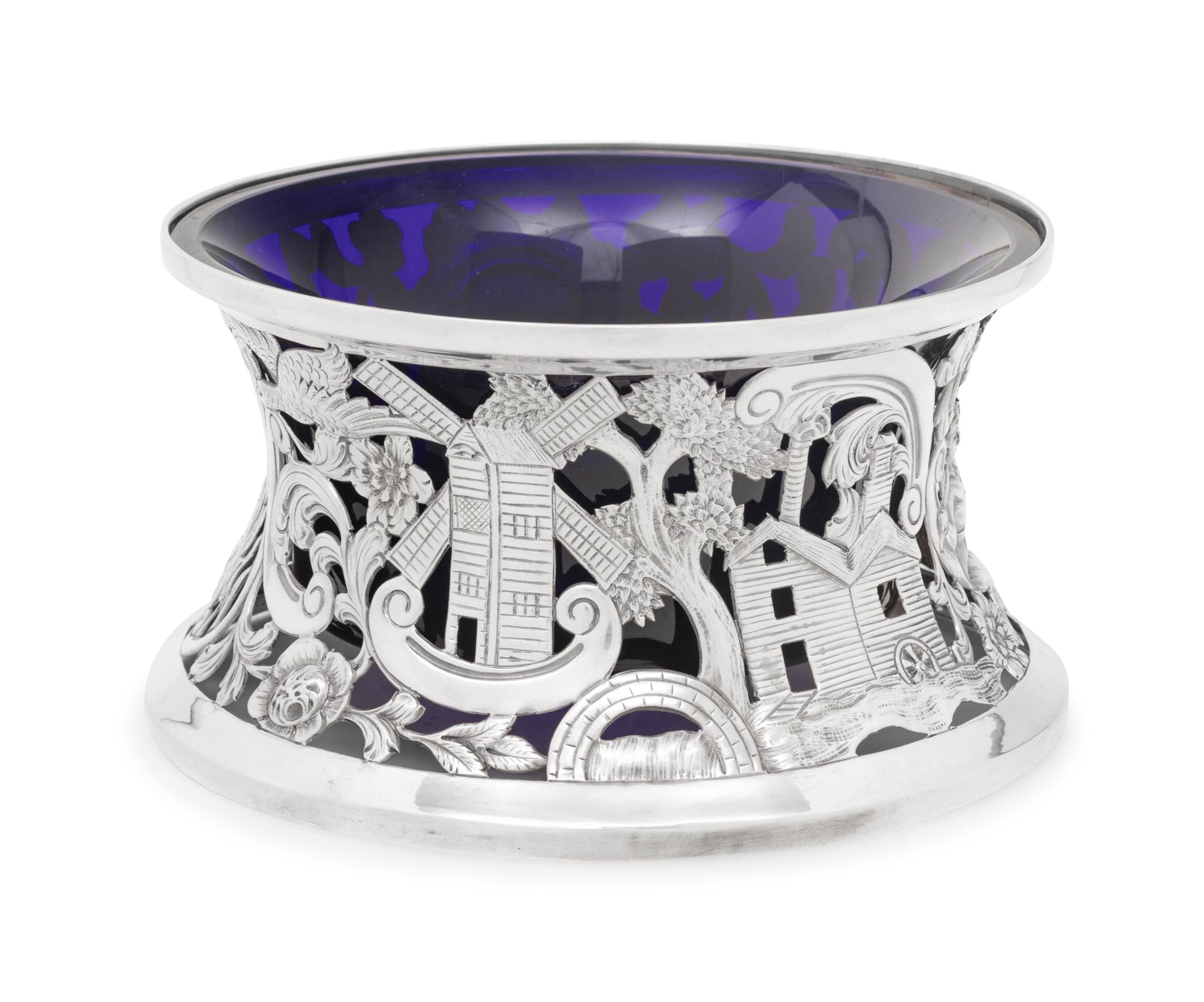 An Irish Silver Dish Ring and Glass Liner