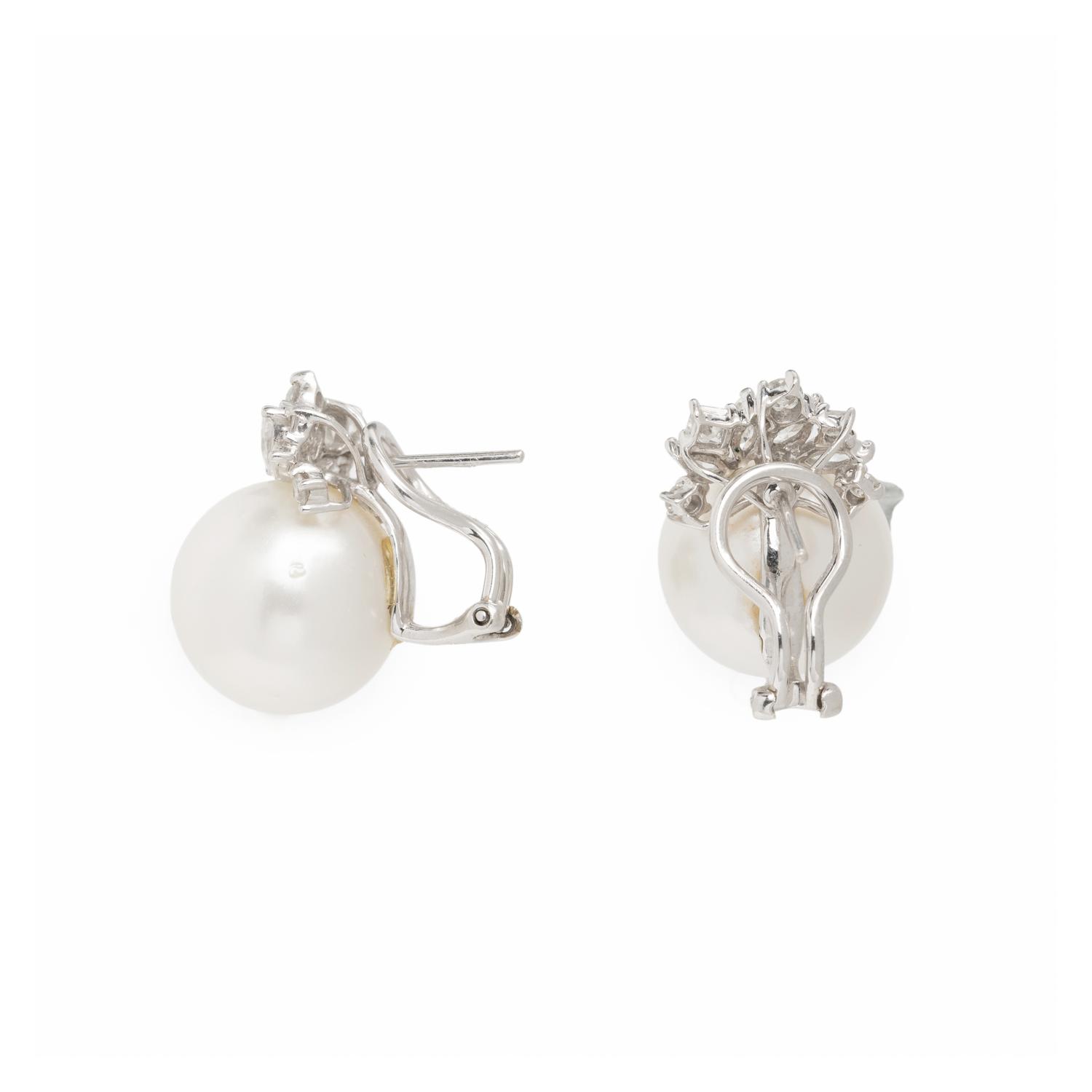 CULTURED PEARL AND DIAMOND EARRINGS