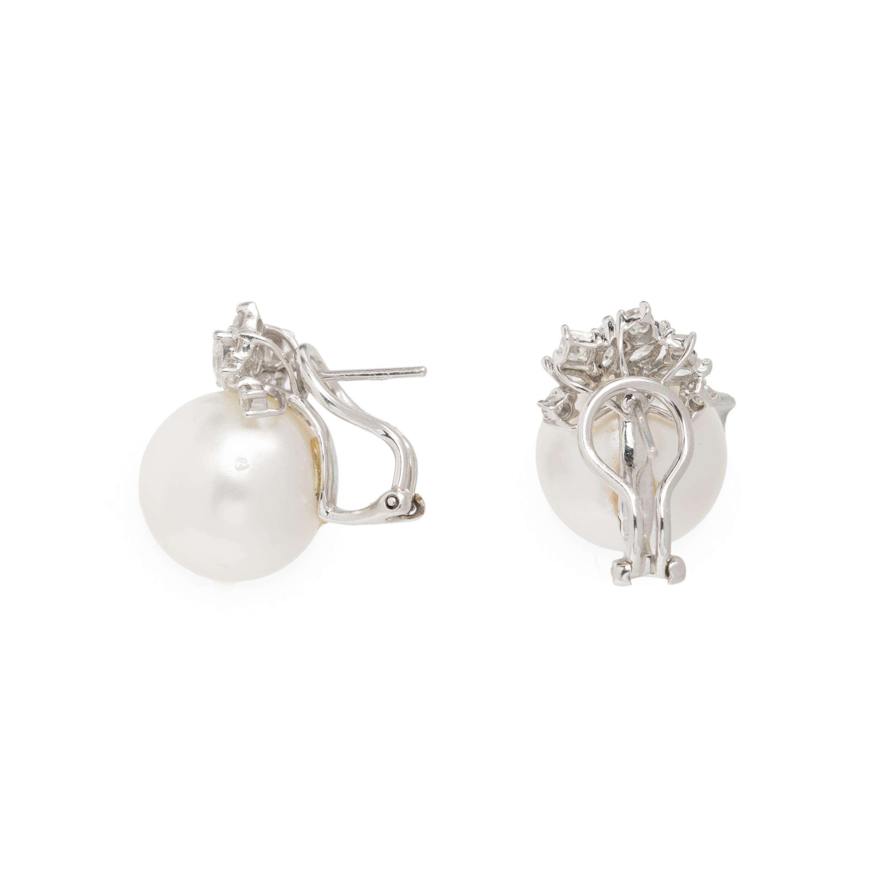 CULTURED PEARL AND DIAMOND EARRINGS