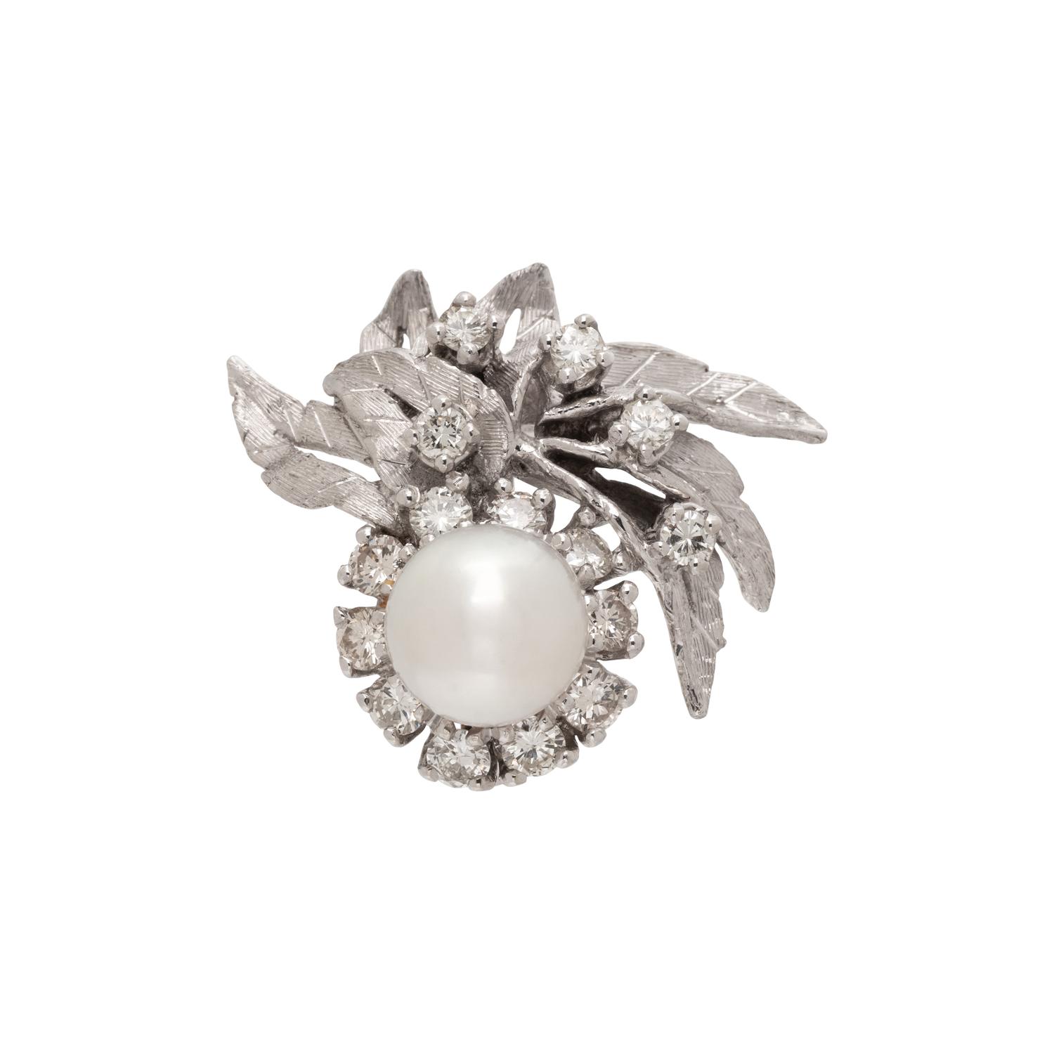 CULTURED PEARL, DIAMOND, AND WHITE GOLD ENHANCER