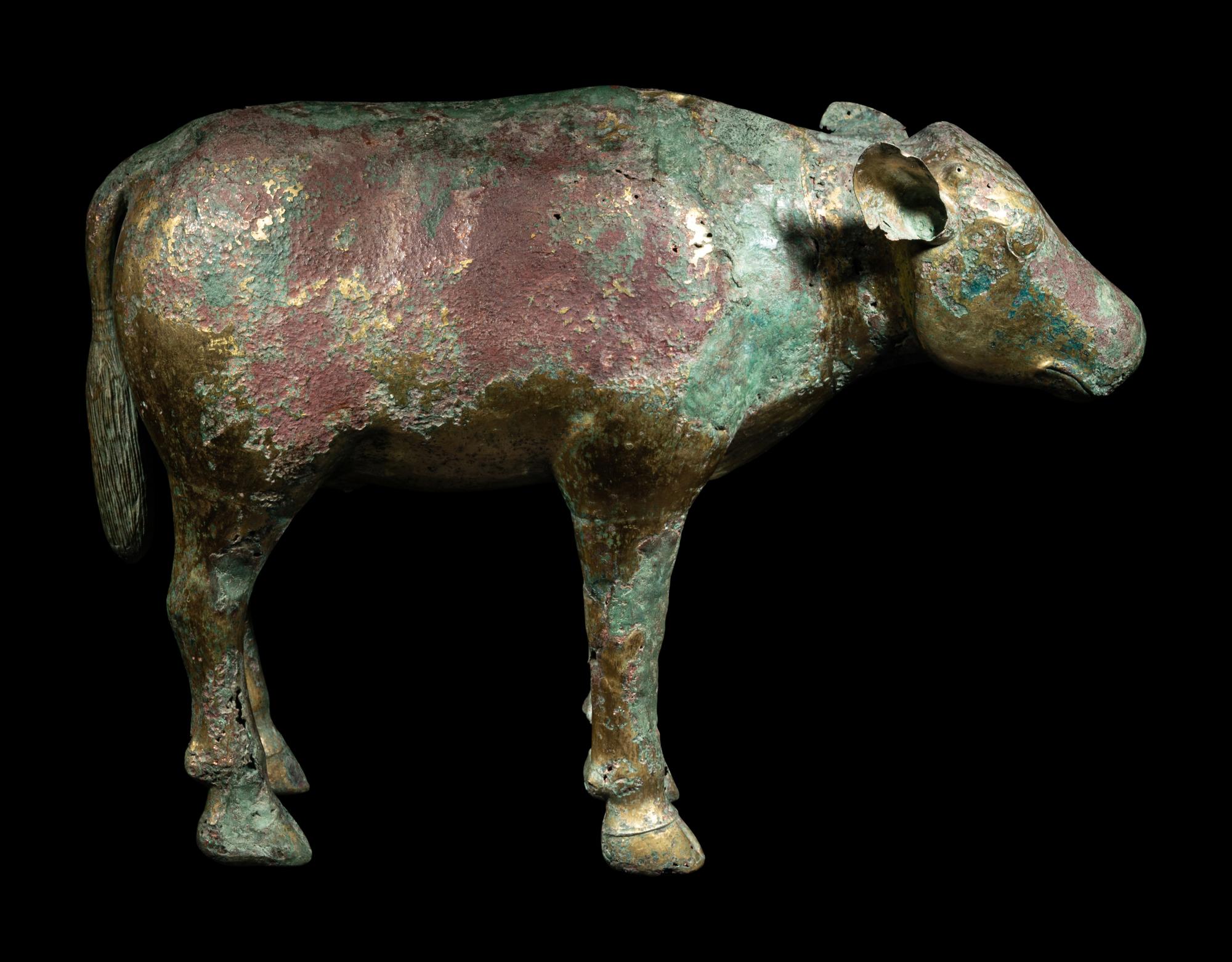A Gilt Copper Figure of a Bovine