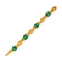 HIGH KARAT GOLD AND JADE BRACELET