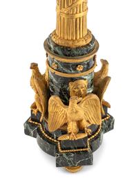 An Empire Style Gilt Bronze and Marble Columnar Lamp