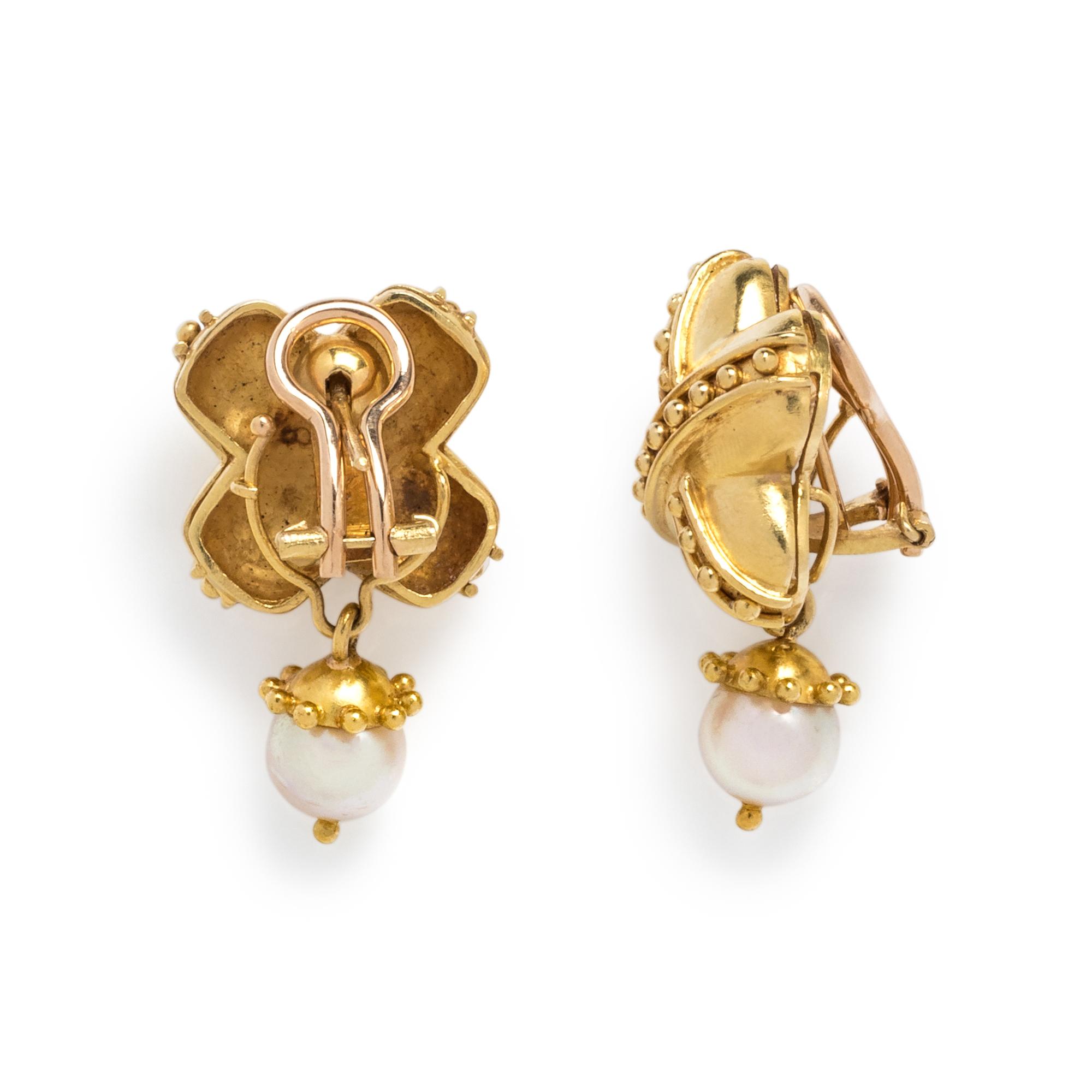 ELIZABETH LOCKE, YELLOW GOLD AND CULTURED PEARL SET