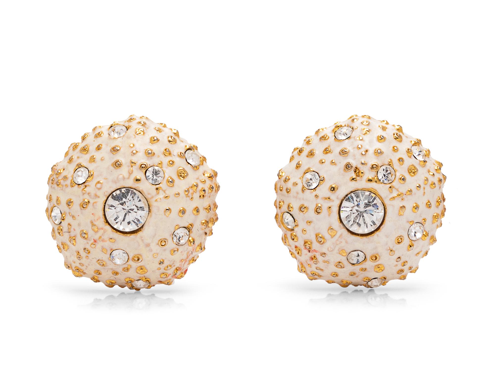 Kenneth J Lane Anemone Earclips, 1980-90s