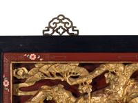 A Chinese Export Pierce Carved Giltwood Panel
