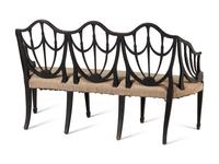 A George III Painted Beechwood Triple-Back Settee