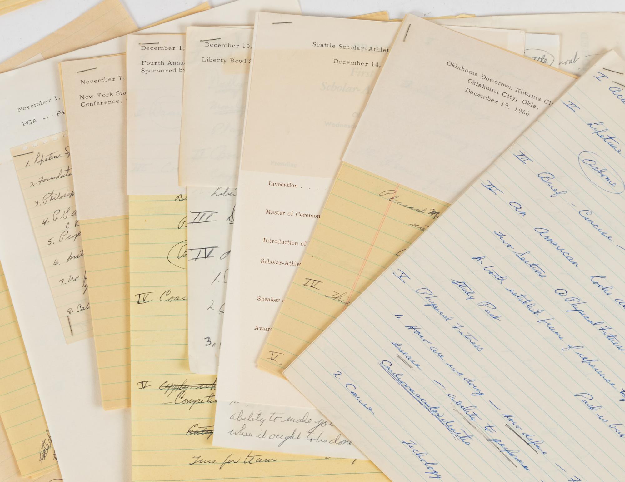 A Group of Sports and Political Speeches From the Collection of of Hall of Fame Oklahoma Football Coach Bud Wilkinson