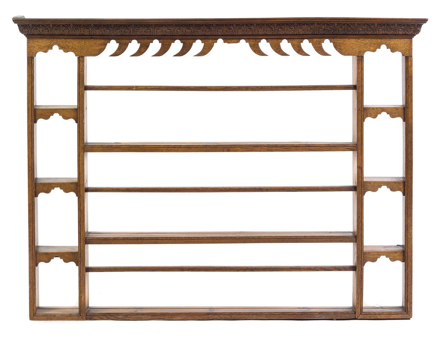 A Welsh Oak Plate Rack Height 42 x width 56 1/4 x depth 6 inches. — 20TH CENTURY