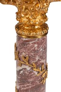 A Pair of Continental Gilt Bronze Mounted Marble Pedestals
