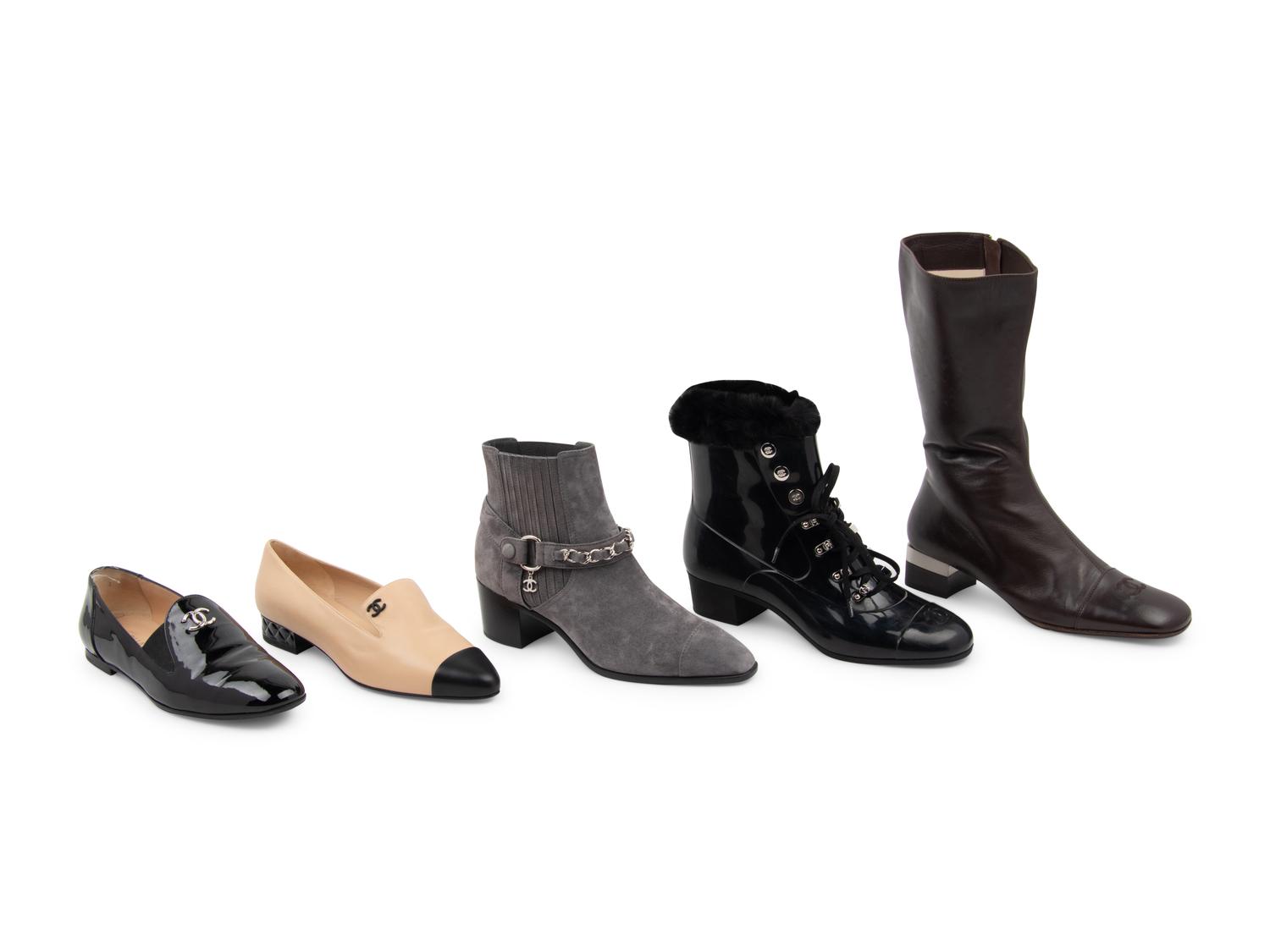 Five Pairs of Chanel Boots and Shoes