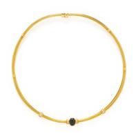 YELLOW GOLD, GREEN TOURMALINE, AND DIAMOND NECKLACE