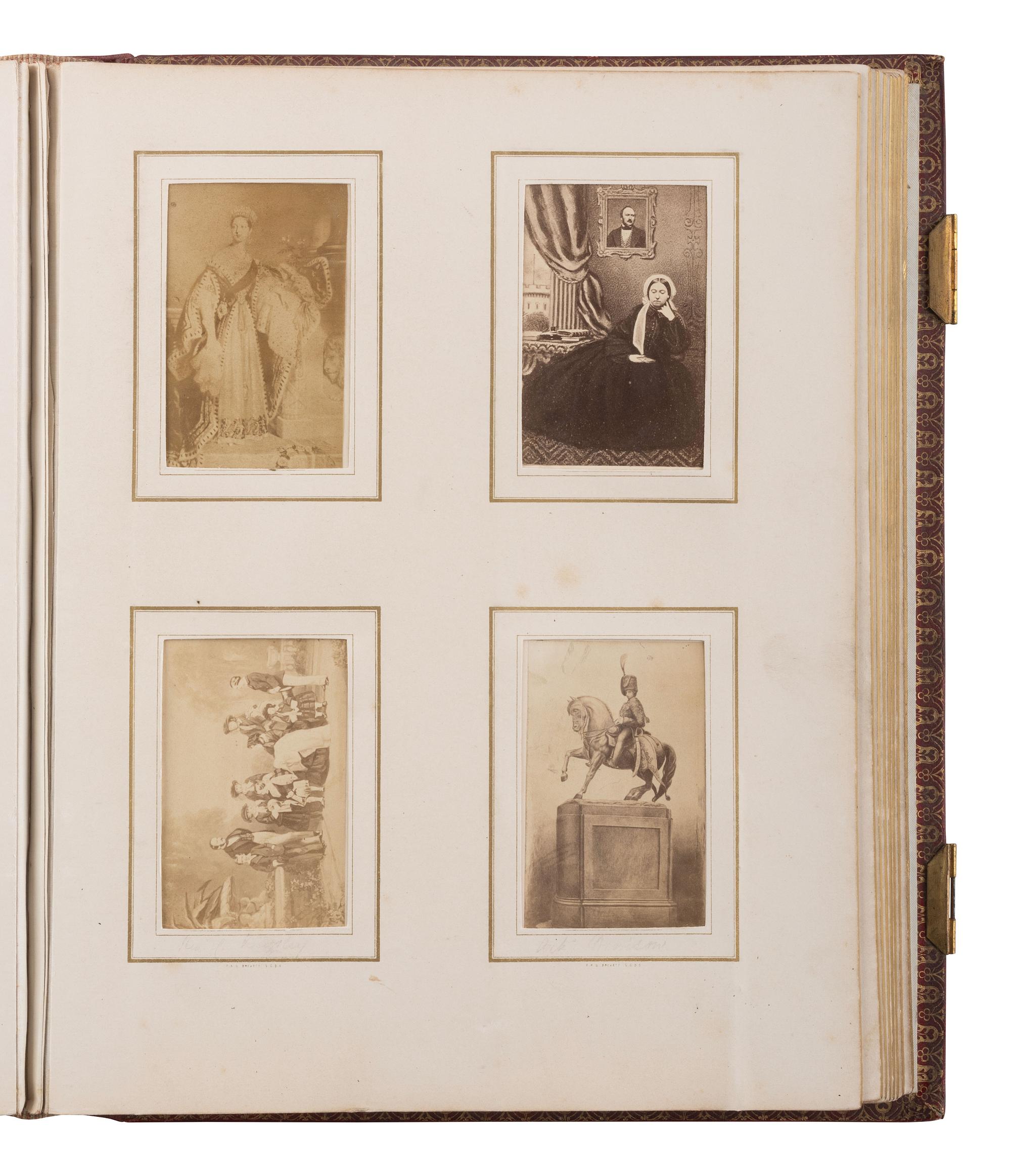 [EARLY PHOTO.] Album containing 100+ CDVs of European personalities, incl. royalty, ca 1860s-1870s.