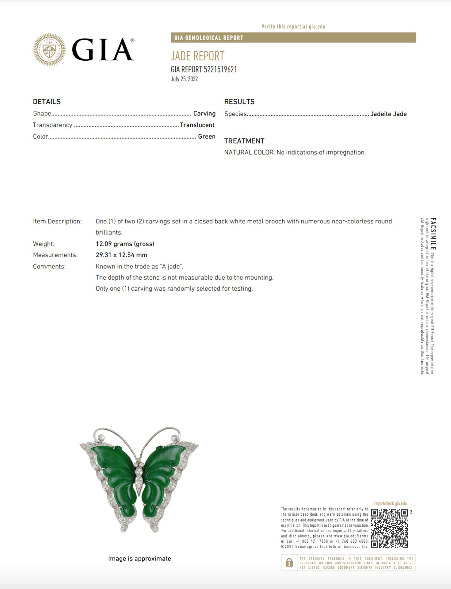 JADE AND DIAMOND BUTTERFLY BROOCH