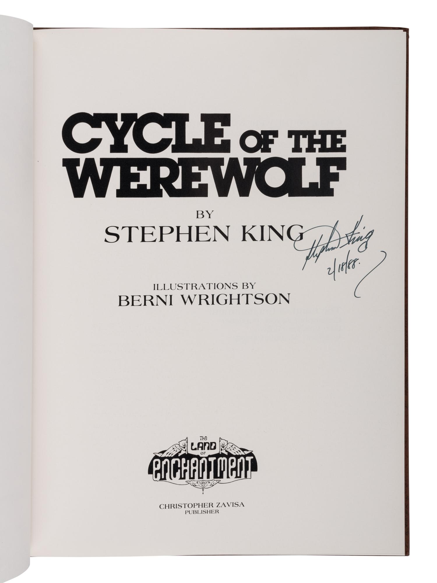KING, Stephen (b. 1947). Cycle of the Werewolf. Westland, MI: The Land of Enchantment, 1983.