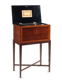 A Swiss “Bells in Sight” Cylinder Music Box on Stand