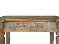 An Italian Polychrome Painted and Parcel Gilt Console Table