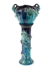 A Majolica Jardiniere on Stand