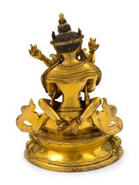A Sino-Tibetan Gilt Bronze Figure of Vajradhara
