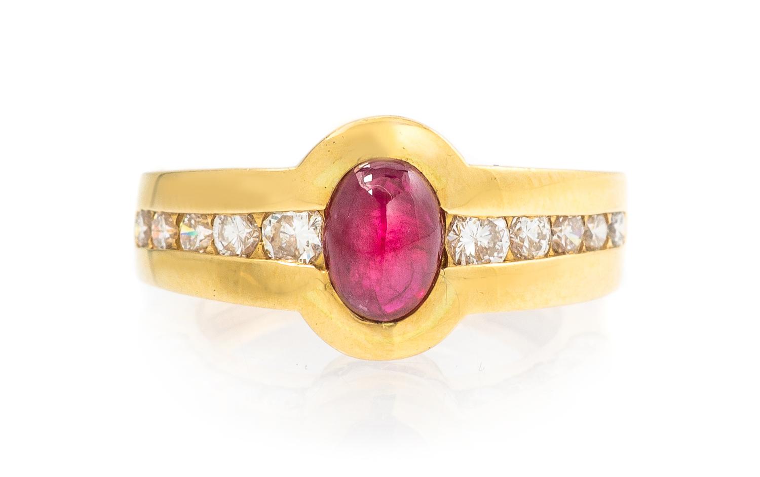 An 18 Karat Yellow Gold, Ruby and Diamond Ring, Chaumet, 6.55 dwts.