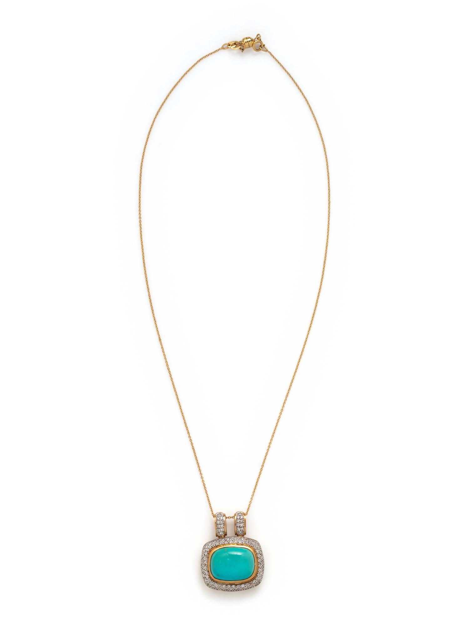 TURQUOISE AND DIAMOND PENDANT/NECKLACE