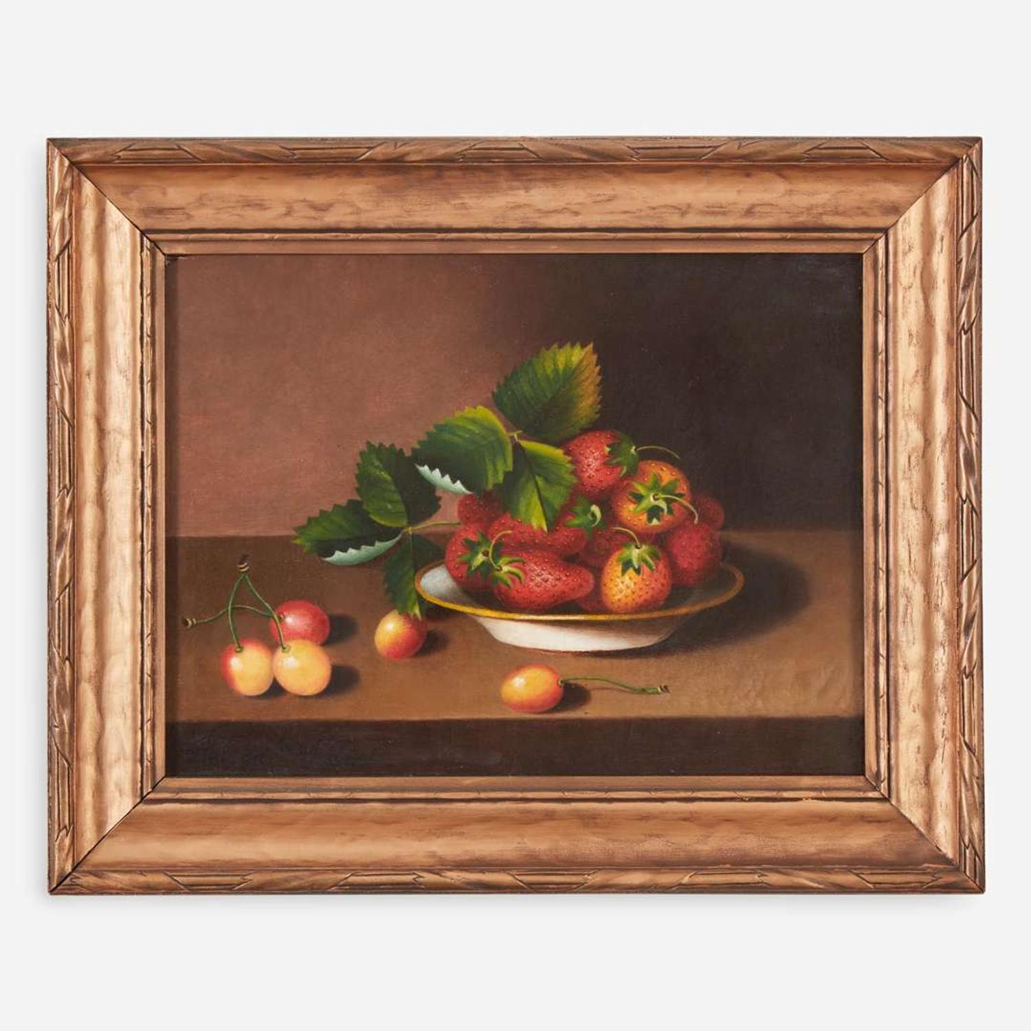 Margaretta Angelica Peale (American, 1795–1882) Still Life with Strawberries in a Plate with Cherries on Tabletop
