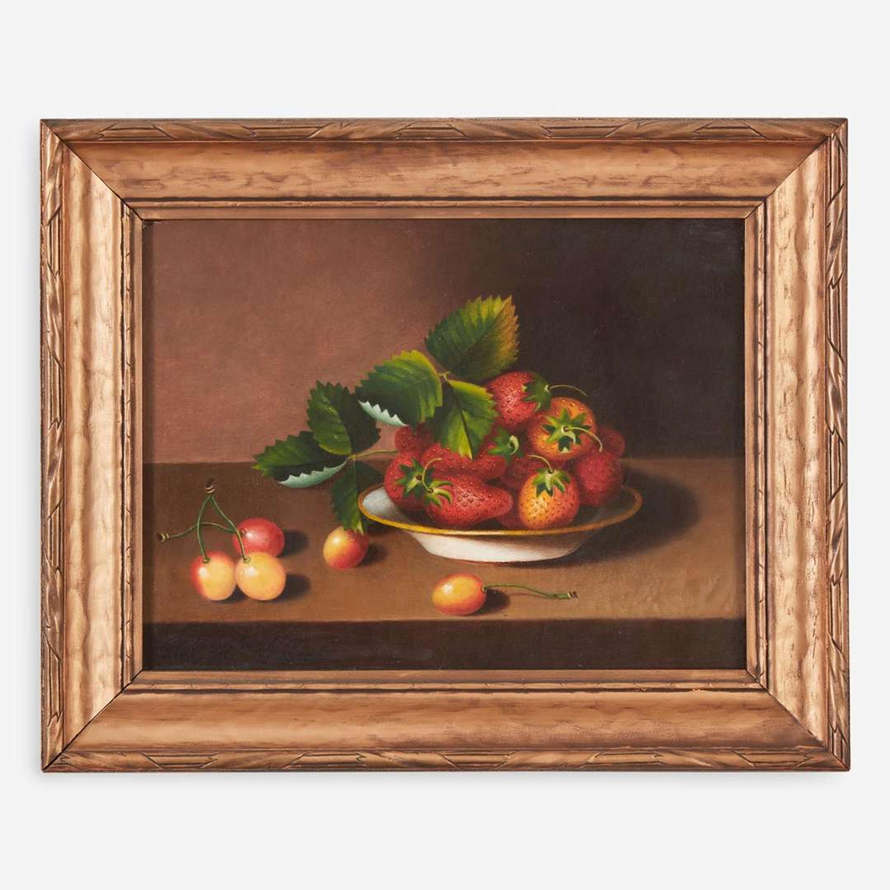 Margaretta Angelica Peale (American, 1795–1882) Still Life with Strawberries in a Plate with Cherries on Tabletop